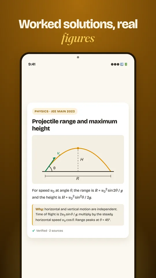 A JEE PYQ Lock worked solution with a projectile-motion figure